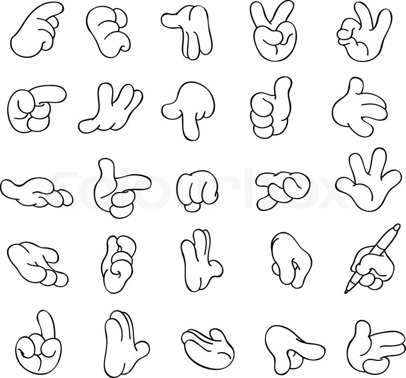 800x744 Set Of Outlined Cartoon Hands Stock Vector Colourbox