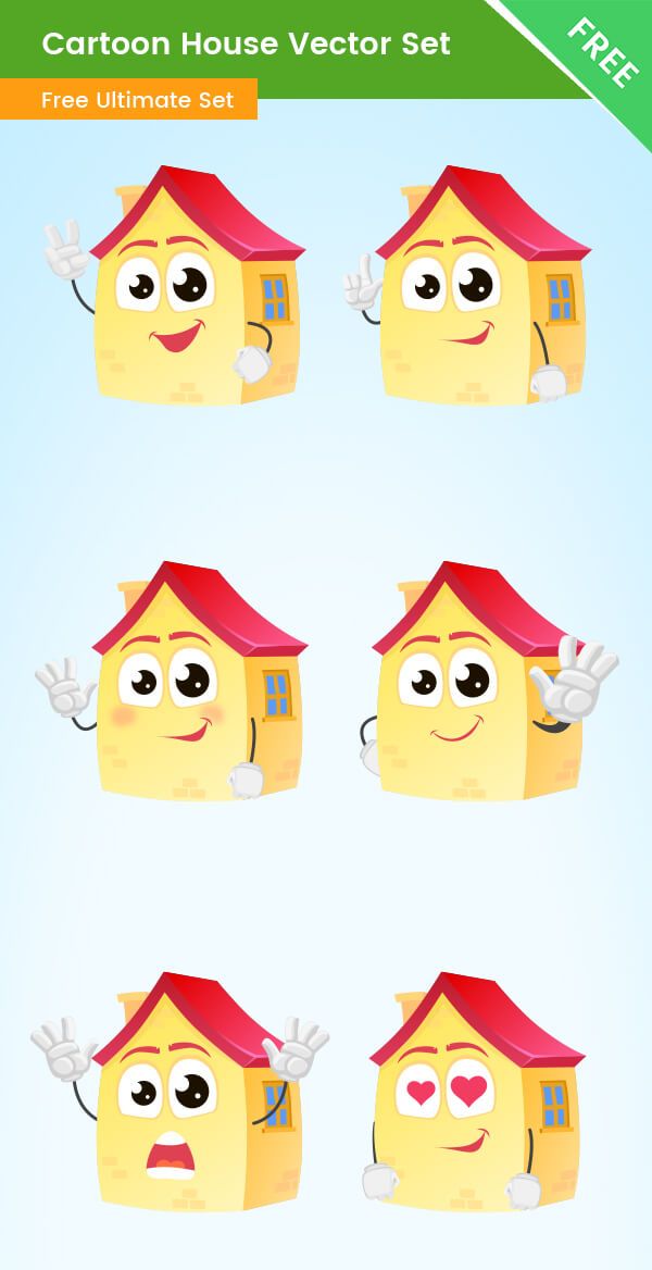 600x1168 Cartoon House Vector Set