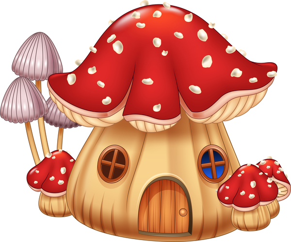 600x498 Cartoon Mushrooms House Vector Free Download