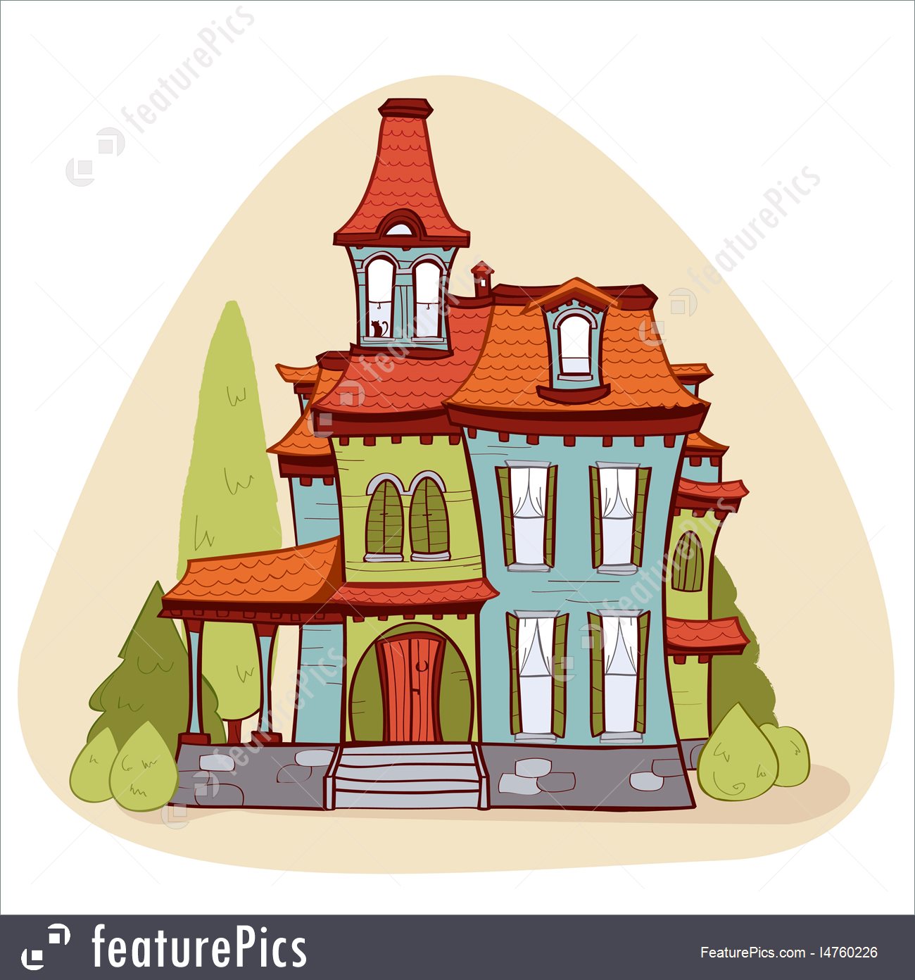 1300x1392 Cute Cartoon Style House Illustration