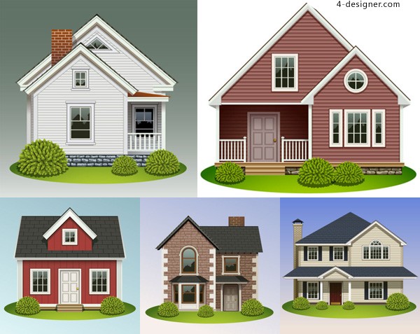 600x477 Designer Cartoon House Vector Material