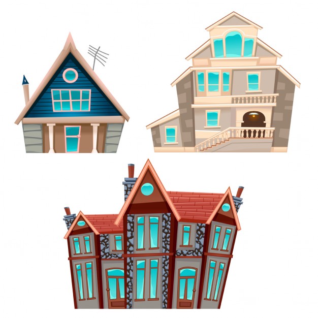626x626 Three Cartoon Houses Vector Free Download