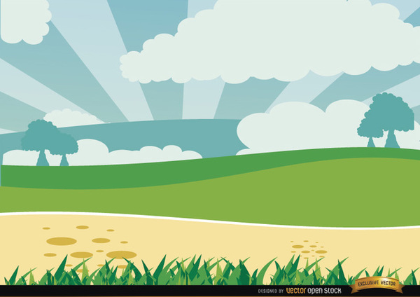 600x424 Cartoon Green Landscape Free Vector Free Vectors Ui Download