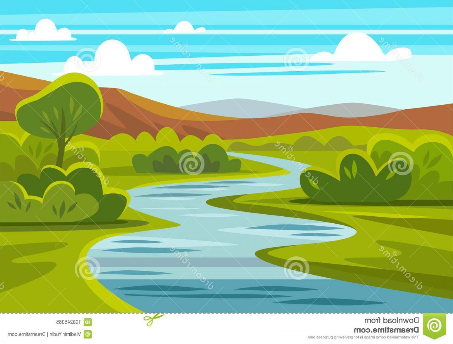 1560x1186 Cartoon Landscape Mountains River Trees Cartoon Landscape
