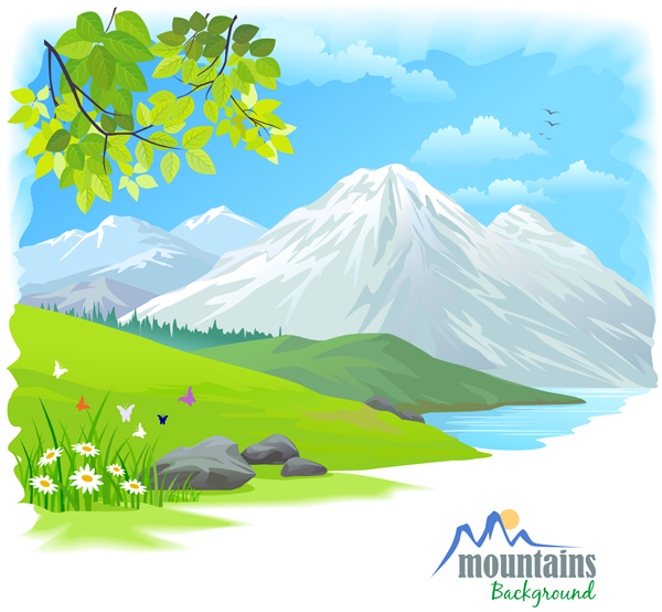 600x554 Free Cartoon Landscape Vector Background