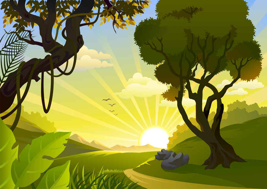 900x637 Preview Cartoon Landscape Vector Background