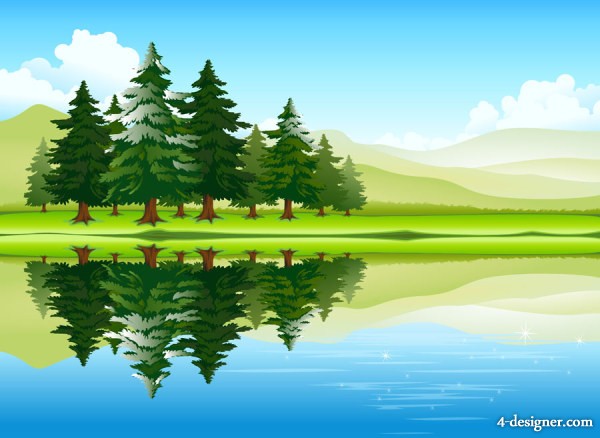 600x438 Designer Cartoon Landscape Vector Material