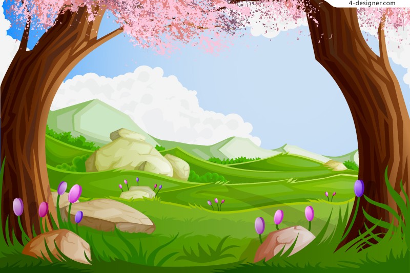 800x533 Designer Cartoon Landscape Vector Material