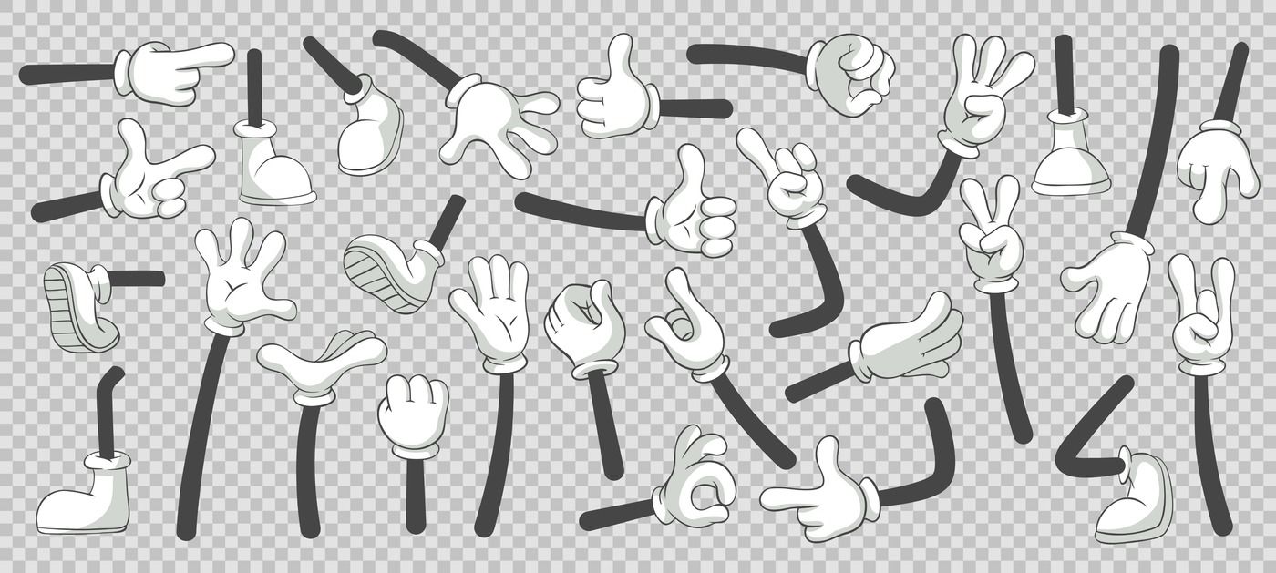 1400x629 Cartoon Legs And Hands Legs In Boots And Gloved Hands Vector