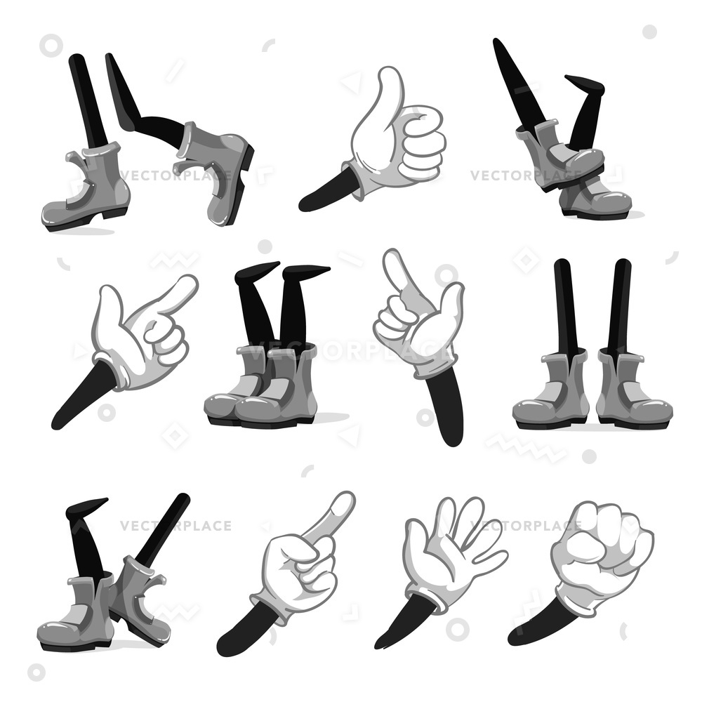 1000x1000 Cartoon Hands Legs Collection For Animation Vector Illustration