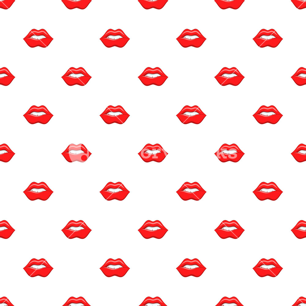 1000x1000 Lips Pattern Cartoon Illustration Of Lips Vector Pattern For Web