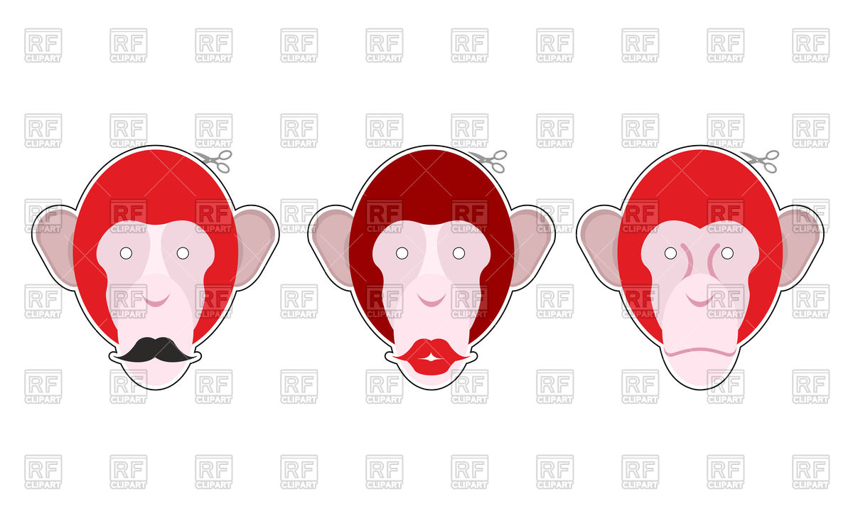 1200x723 Red Mask Of Monkey Set Monkey With Moustache And Big Red Lips