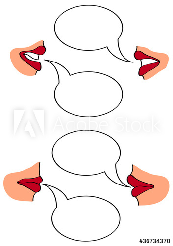 353x500 Cartoon Talking Lips, Vector Illustration