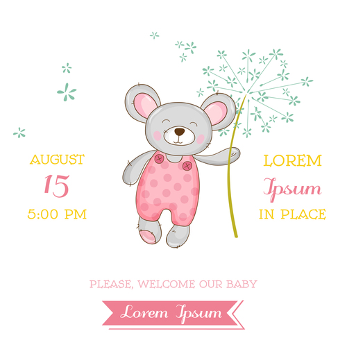 500x500 Cute Baby Card With Cartoon Mouse Vector Free Download