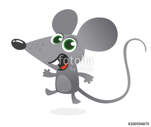 500x423 Cartoon Gray Mouse Talking Vector Illustration Isolated Stock