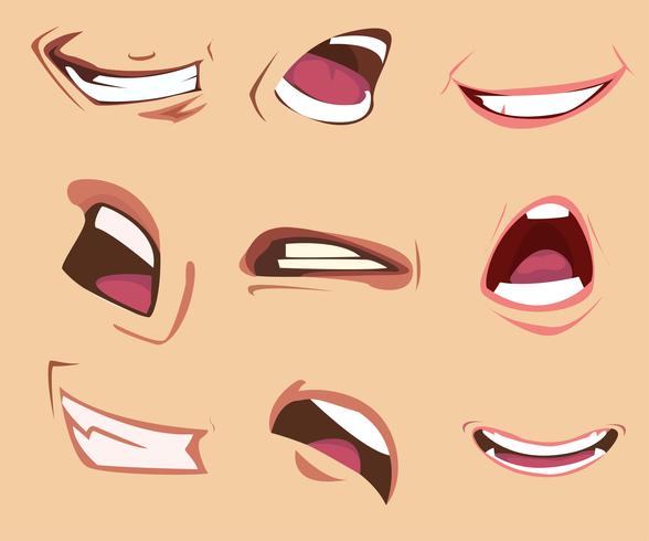 588x490 Cartoon Mouth Expressions Set Vector Illustration
