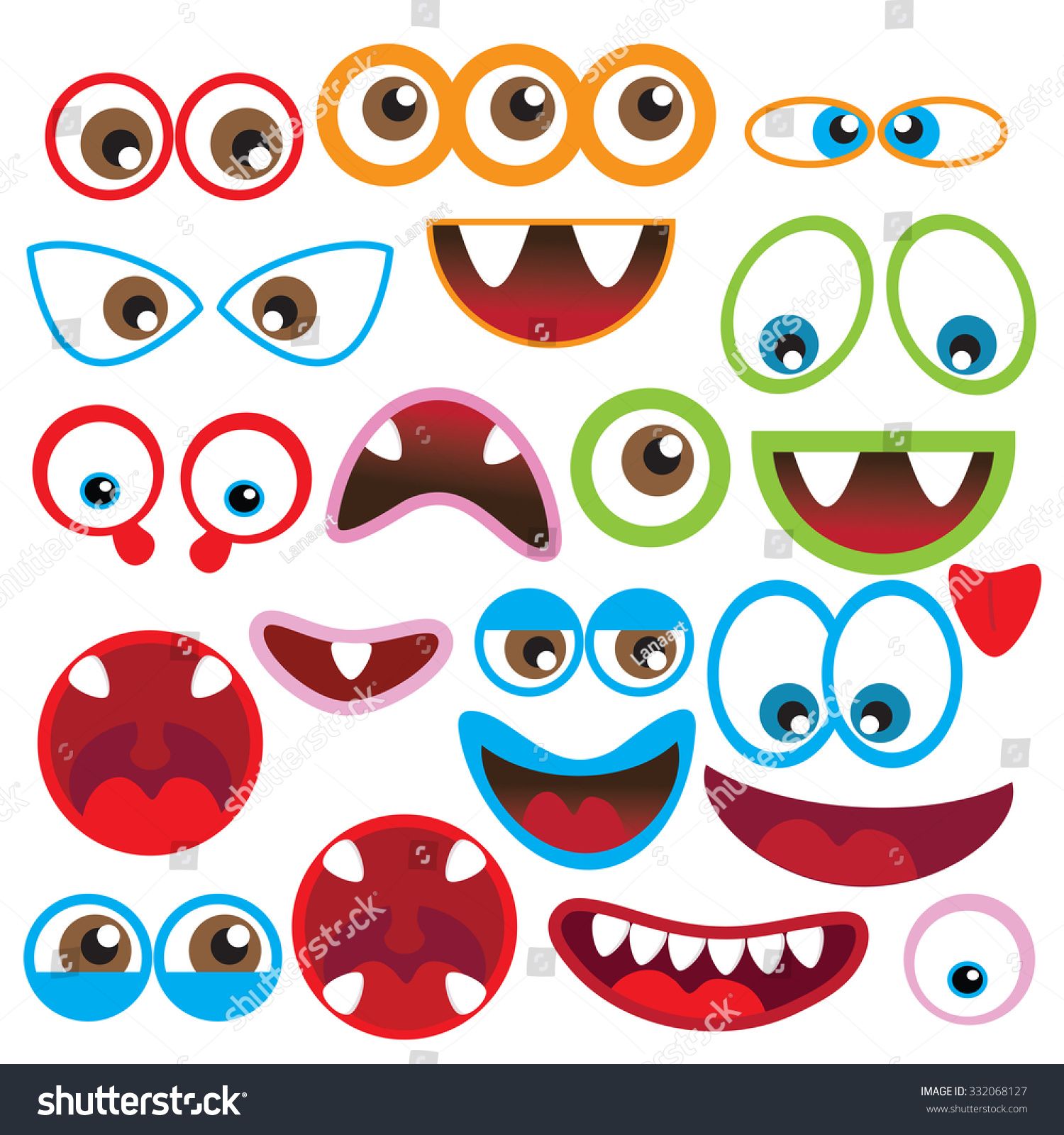 1500x1600 Cute Monsters Eyes And Mouth Vector Illustration Adobe