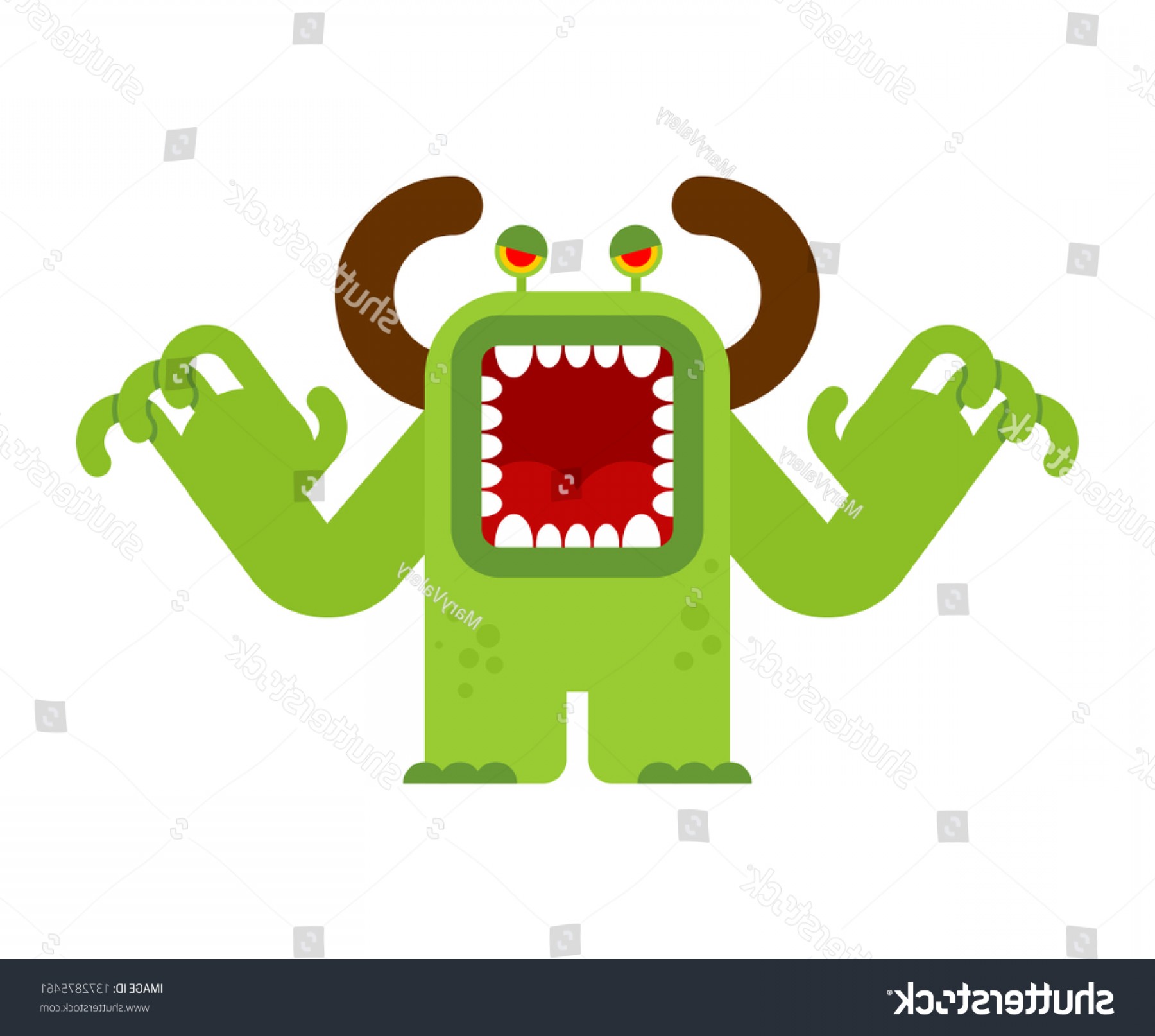 1800x1614 Evil Green Monster Open Mouth Vector Savoyuptown