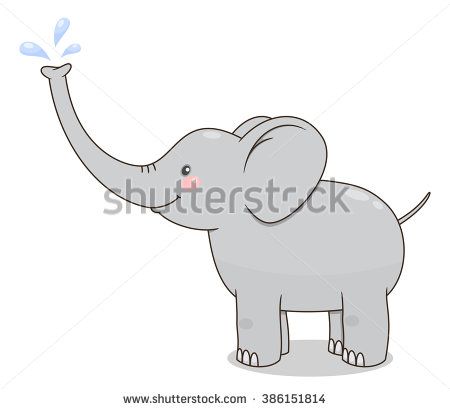 450x410 Cute Cartoon Baby Elephant Spraying Water From His Nose Vector