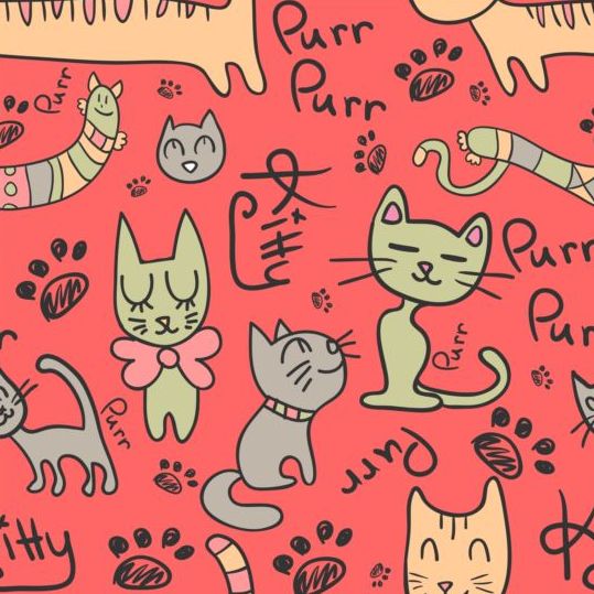 Cartoon Cat Seamless Pattern Vector Free Download 539x539 Cartoon Cat Seamless Pattern Vector Free Download