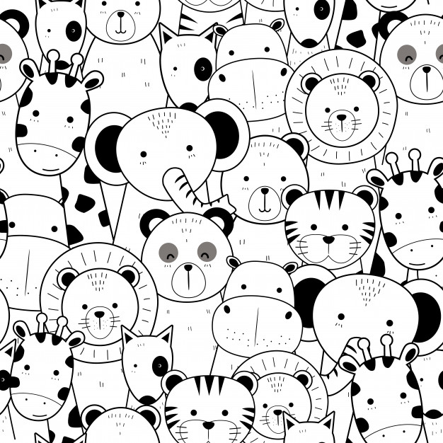 Cute Thin Line Animals Cartoon Doodle Seamless Pattern Vector 626x626 Cute Thin Line Animals Cartoon Doodle Seamless Pattern Vector