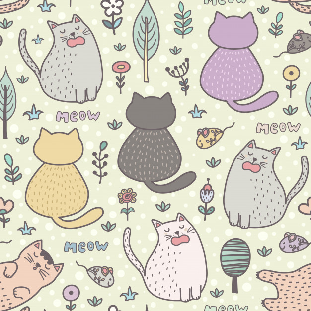 626x626 Funny Cartoon Cats Seamless Pattern Vector Premium Download