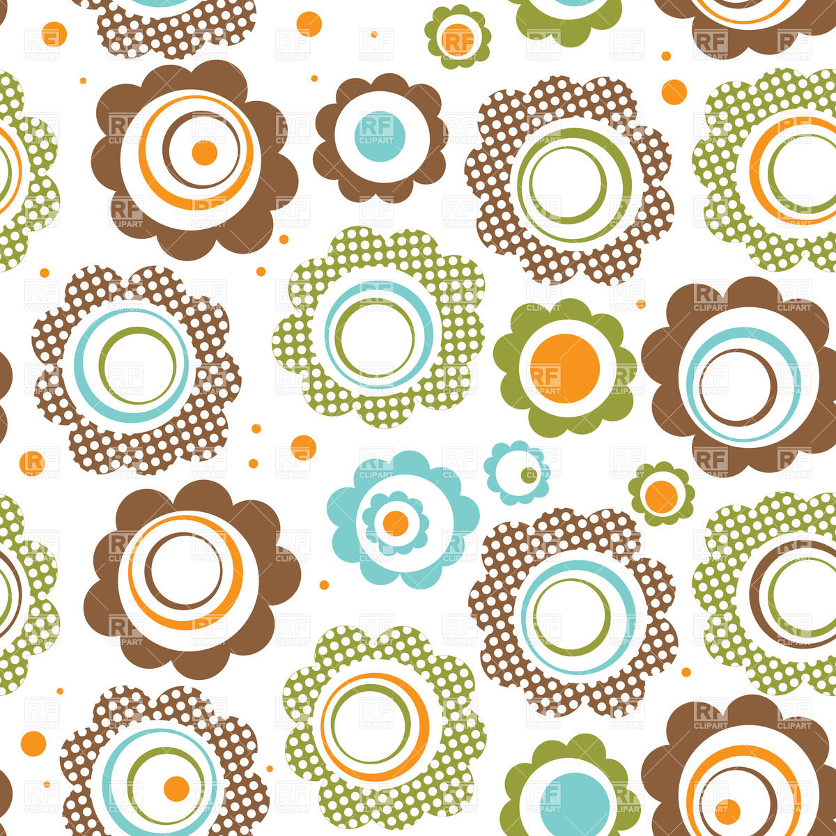 Seamless Pattern Made Of Cartoon Dotted Flowers Vector Image 1200x1200 Seamless Pattern Made Of Cartoon Dotted Flowers Vector Image