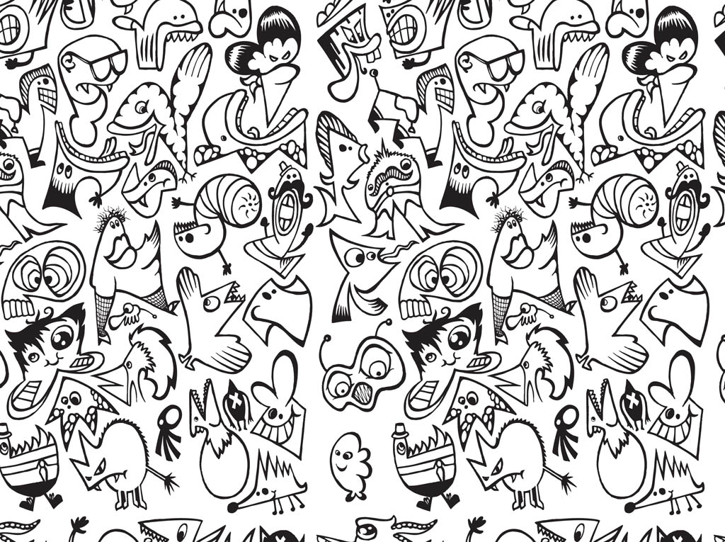 1024x765 Cartoon Monsters Pattern Vector Art Graphics