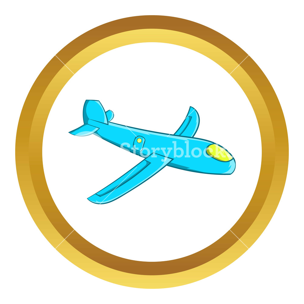 Children Plane Vector Icon In Golden Circle, Cartoon Style 1000x1000 Children Plane Vector Icon In Golden Circle, Cartoon Style