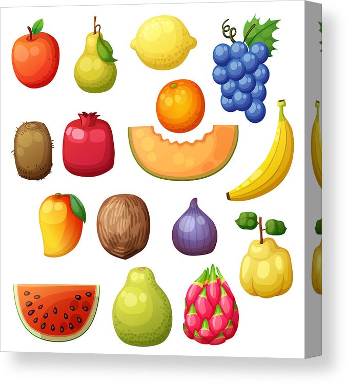 677x750 Cartoon Fruits Icons Set Isolated On White Background Vector