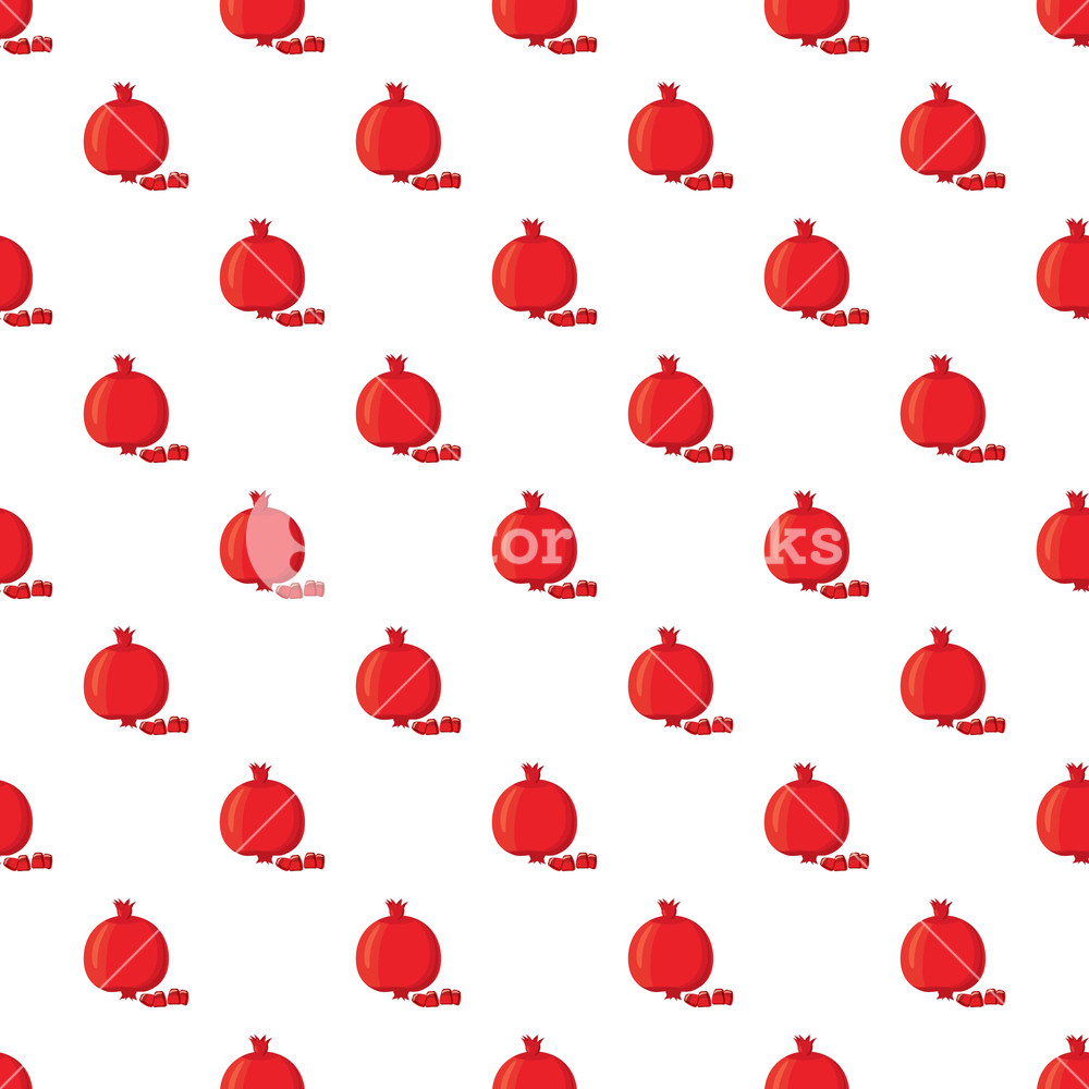 1000x1000 Ripe Pomegranate Pattern Seamless Repeat In Cartoon Style Vector