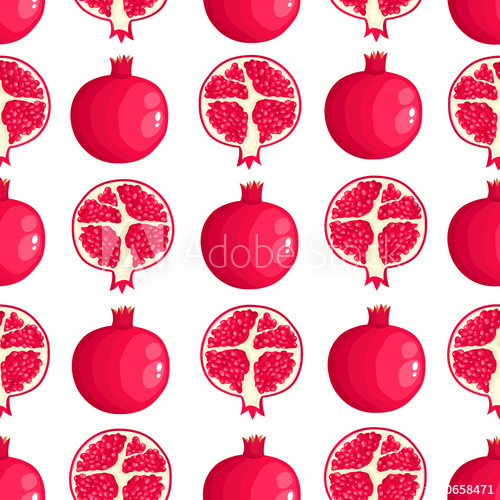 500x500 Vector Pattern With Cartoon Pomegranates Isolated On White