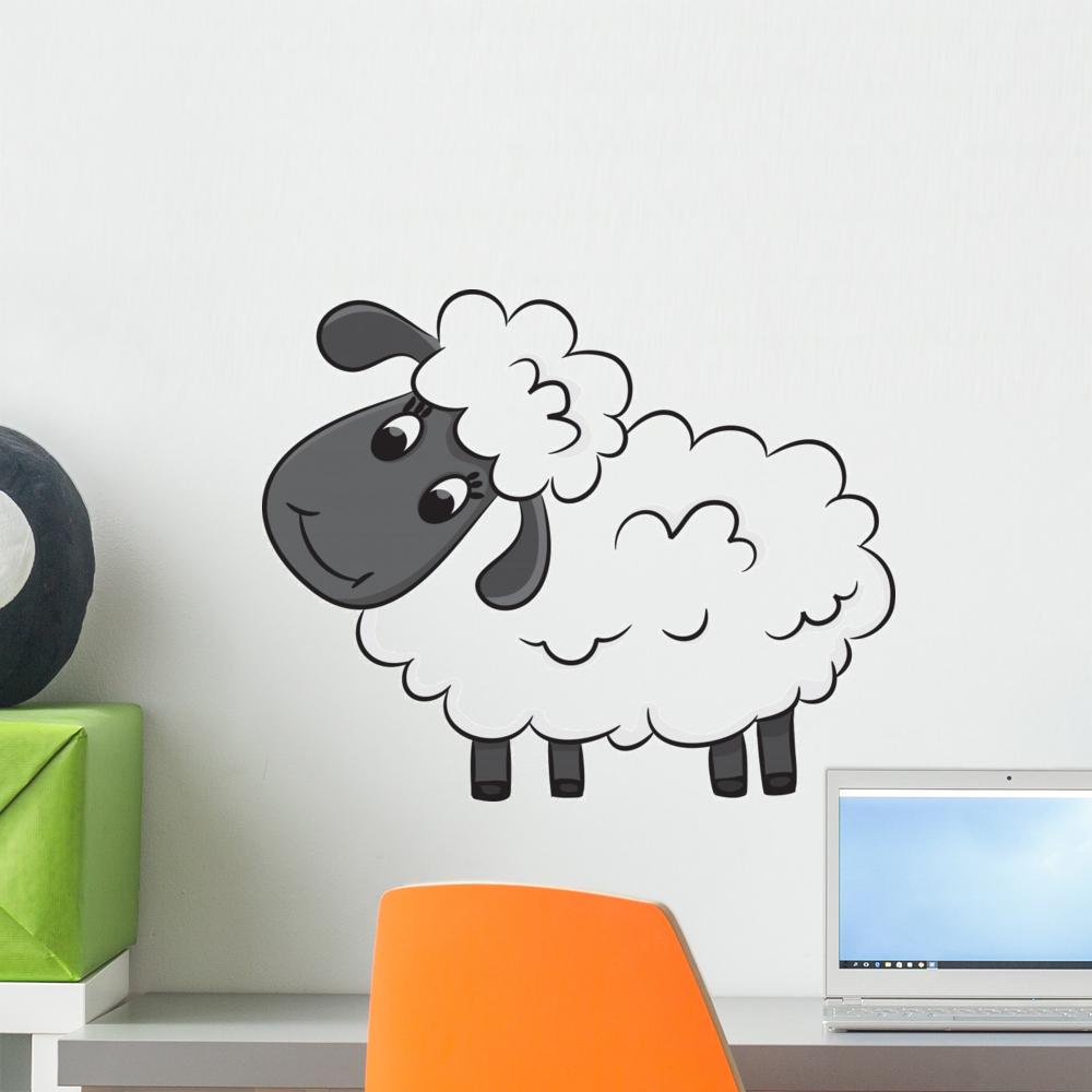 1000x1000 Cartoon Sheep Vector Illustration Wall Decal