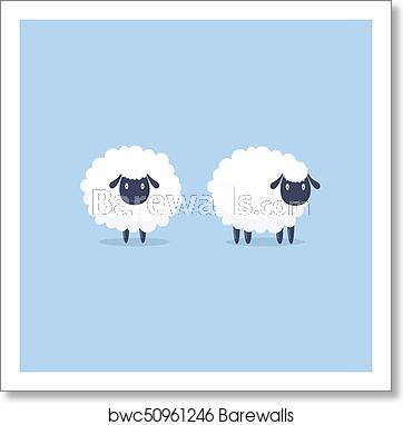 362x382 Sheep Vector Illustration Funny Cute Sheep Characters, Art Print