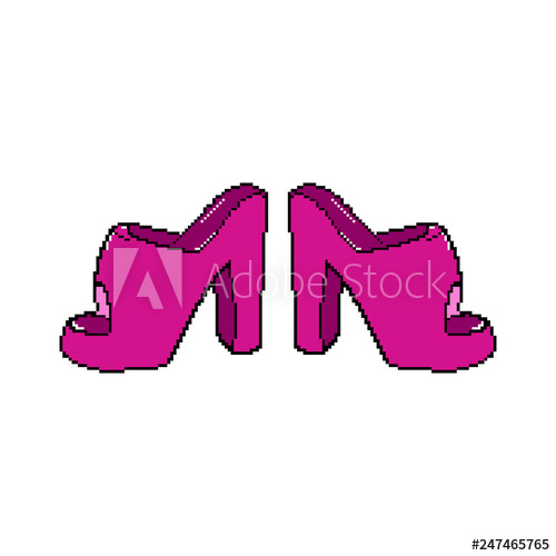 Pixel High Heel Shoes Pink Cartoon Shoes Vector Icon 500x500 Pixel High Heel Shoes Pink Cartoon Shoes Vector Icon