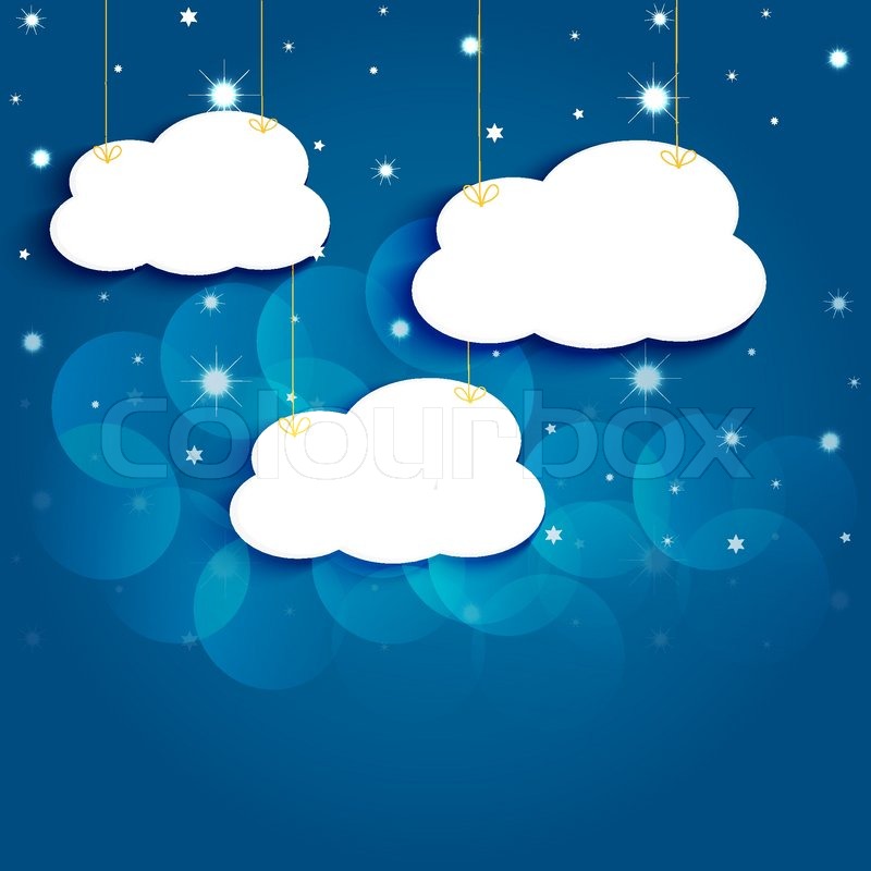 800x800 Cartoon Stars And Clouds In The Night Stock Vector Colourbox