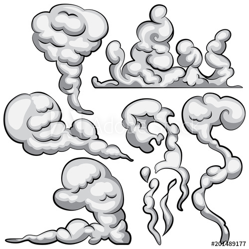 500x500 Cartoon Smoke Vector Set Comic Mist, Fog, Steam Illustration