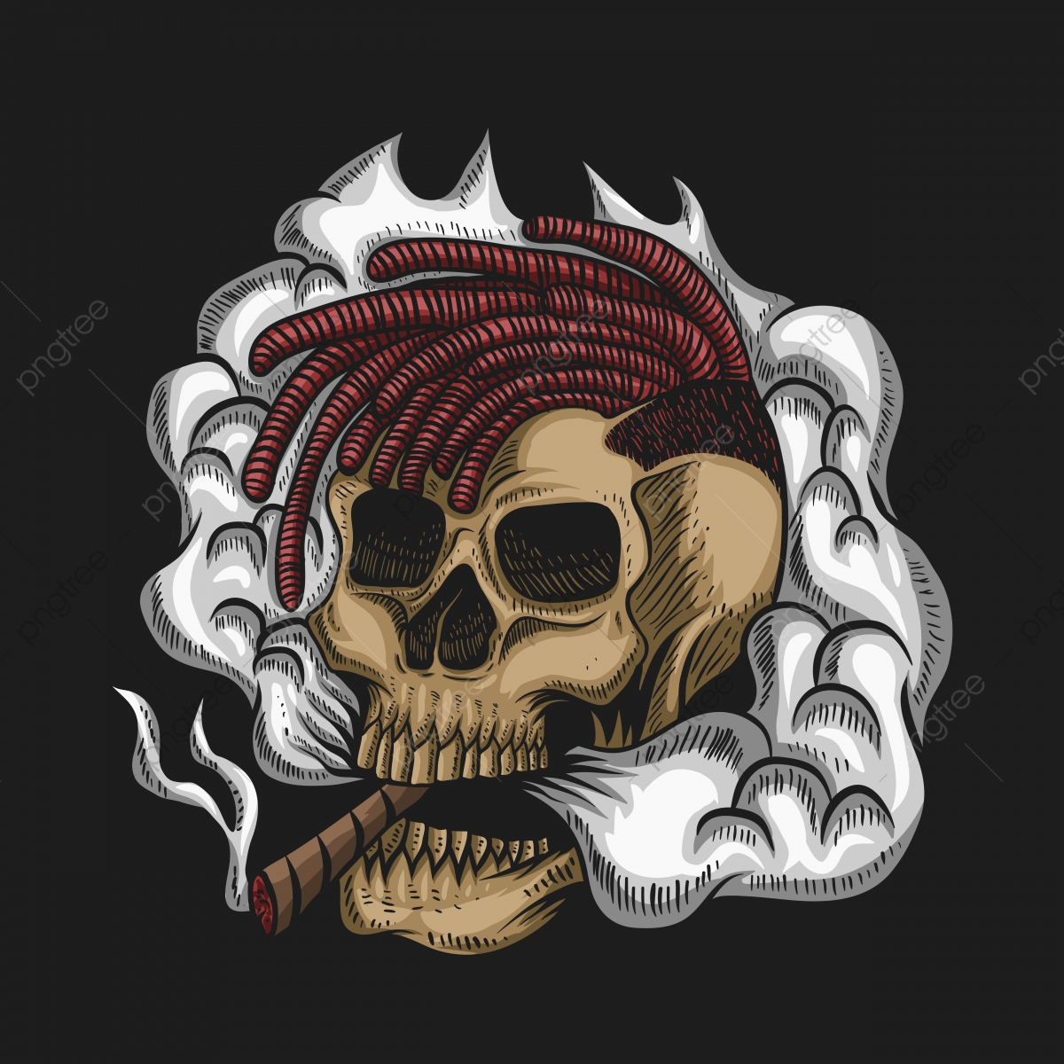 1200x1200 Skull Smoke Vector Illustration, Background, Black, Cartoon Png