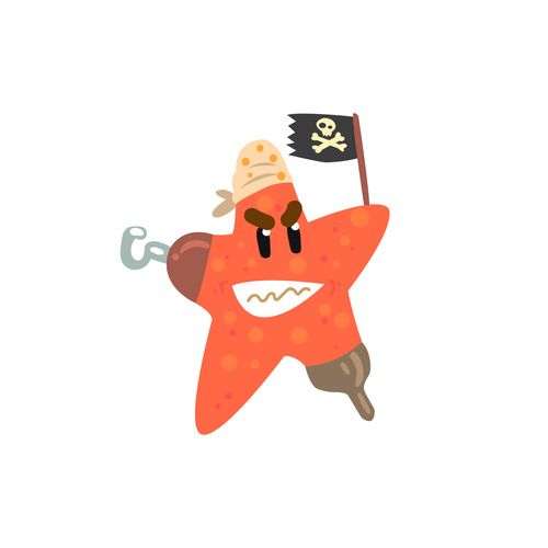 500x500 Cartoon Pirate Star Vector Free Download