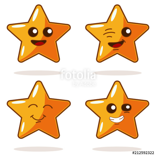 500x500 Cute Cartoon Star With Different Emotions Vector Icons Set