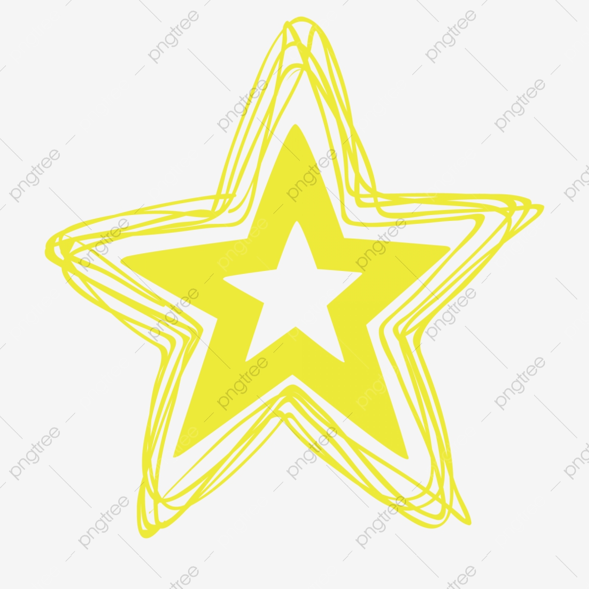 1200x1200 Hand Drawn Doodle Cartoon Star Yellow, Yellow Five Pointed Star