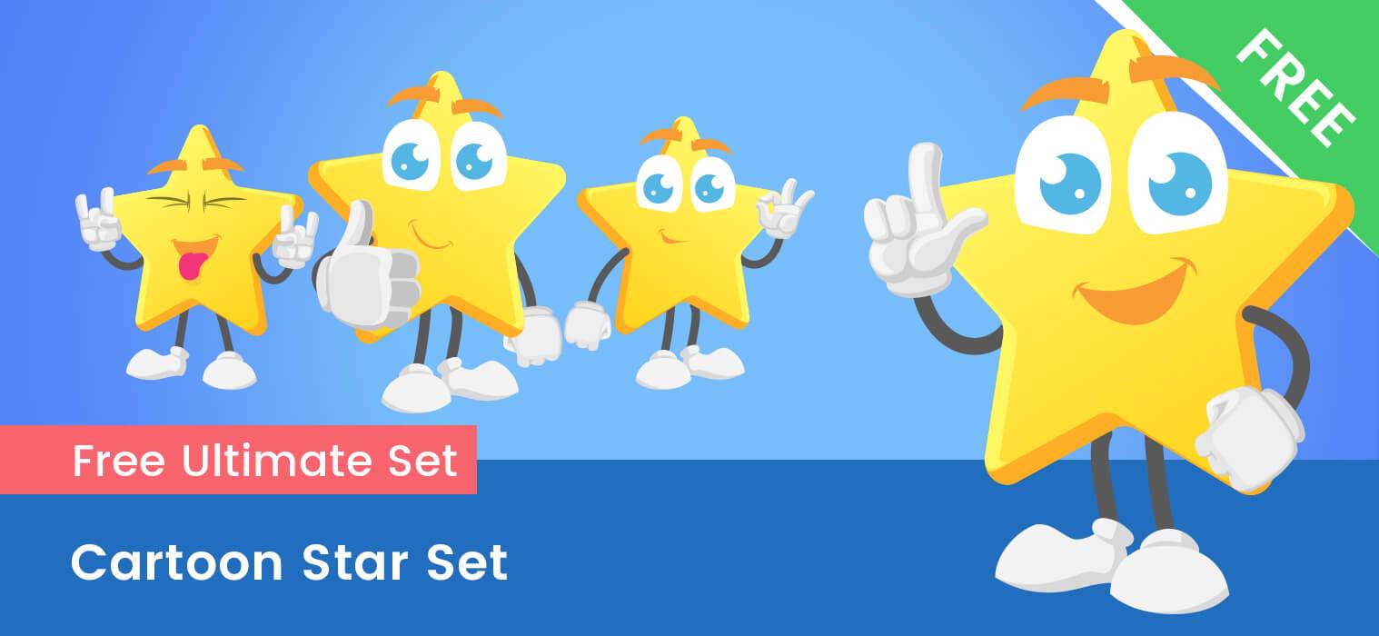 1518x700 Cartoon Star Free Vector Set