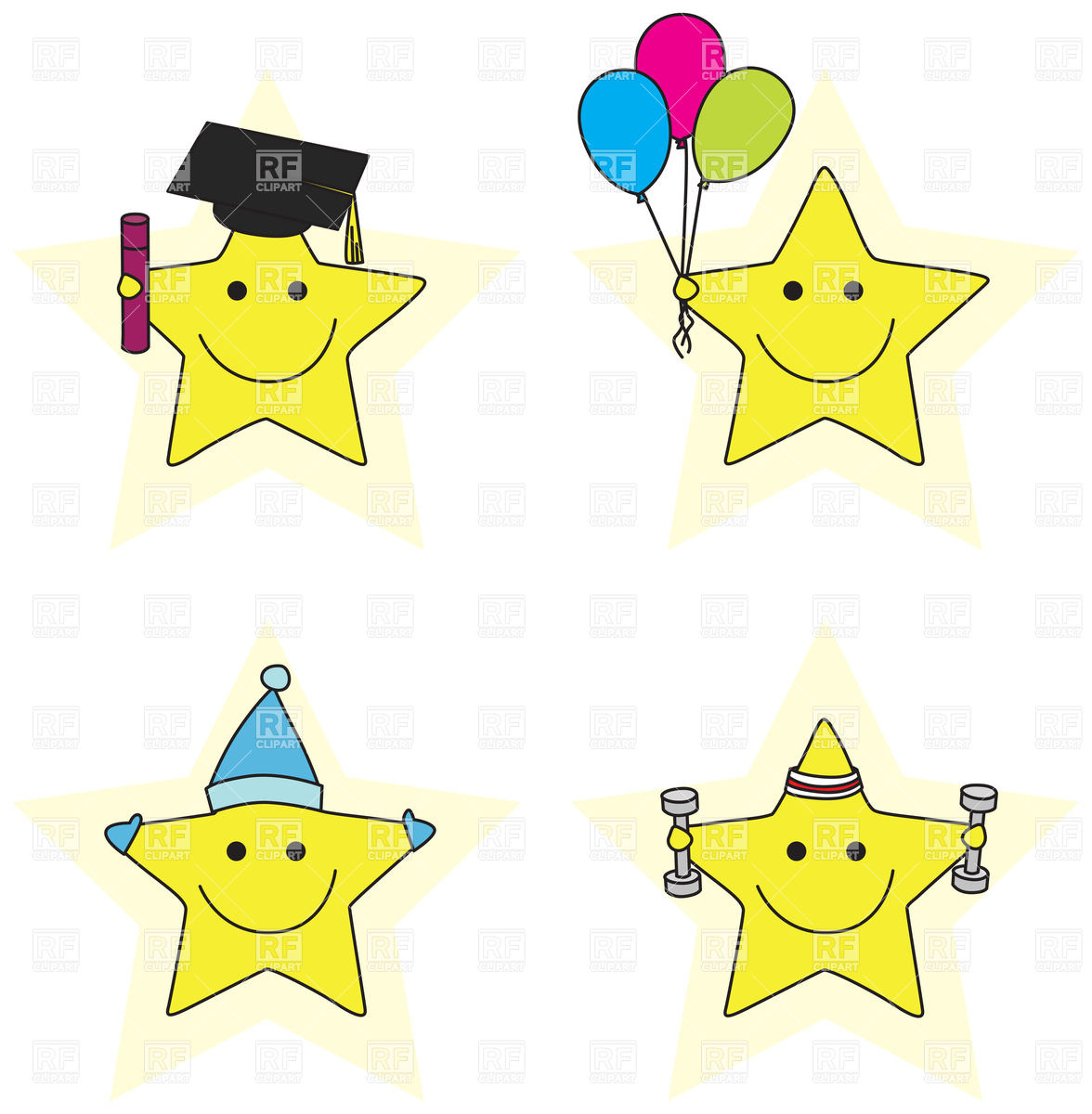 1176x1200 Set Of Cartoon Stars Characters Vector Image Of Design Elements