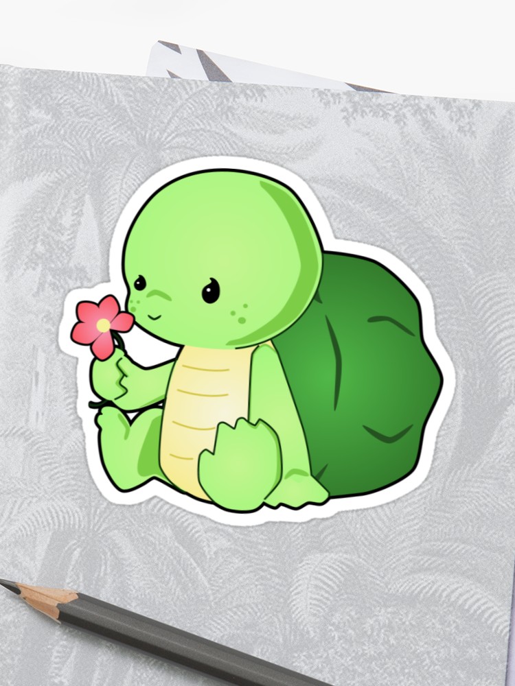 Cute Baby Turtle Vector Drawing Sticker 750x1000 Cute Baby Turtle Vector Drawing Sticker