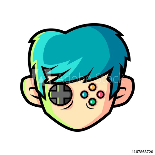 500x500 Gamer Head Mascot Logo Cartoon Vector Illustration