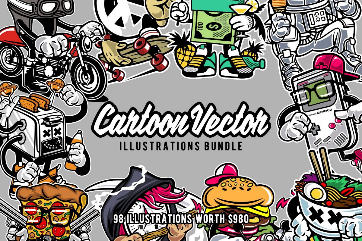 1200x800 Cartoon Vector Illustrations Bundle