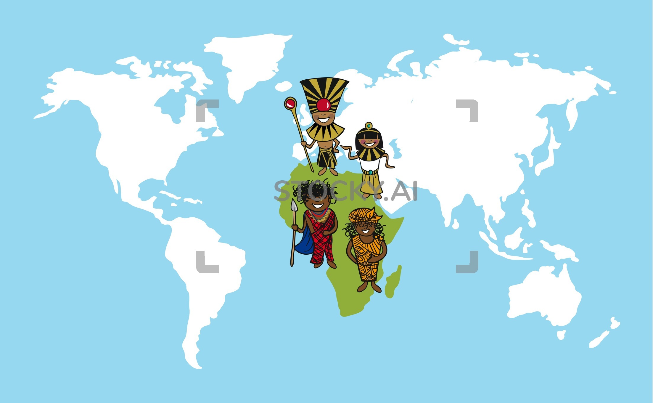 2206x1361 Image Of Africa People Cartoons World Map Diversity Illustration