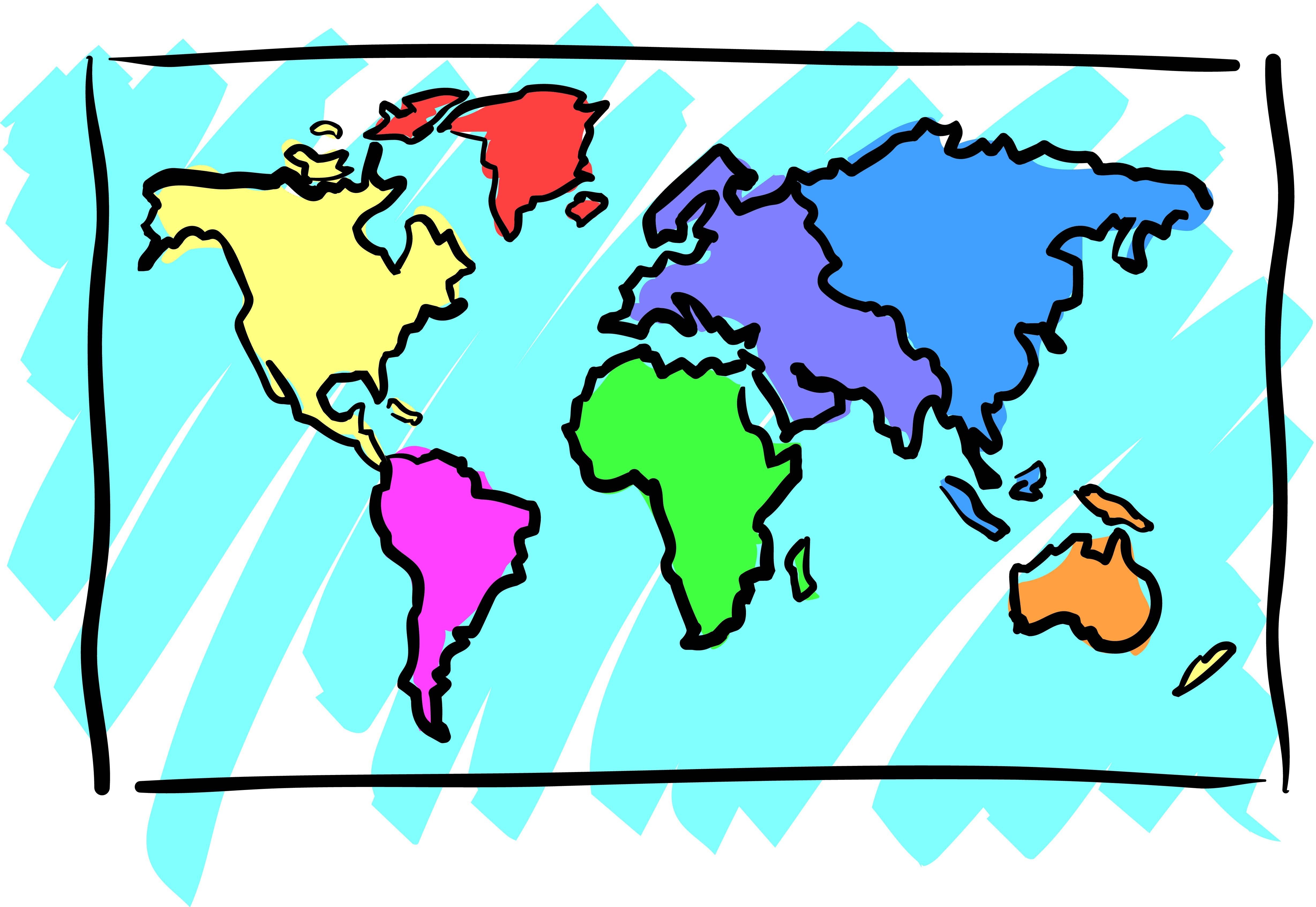 4913x3387 World Map Cartoon Impressive Decoration Free Vector World Map