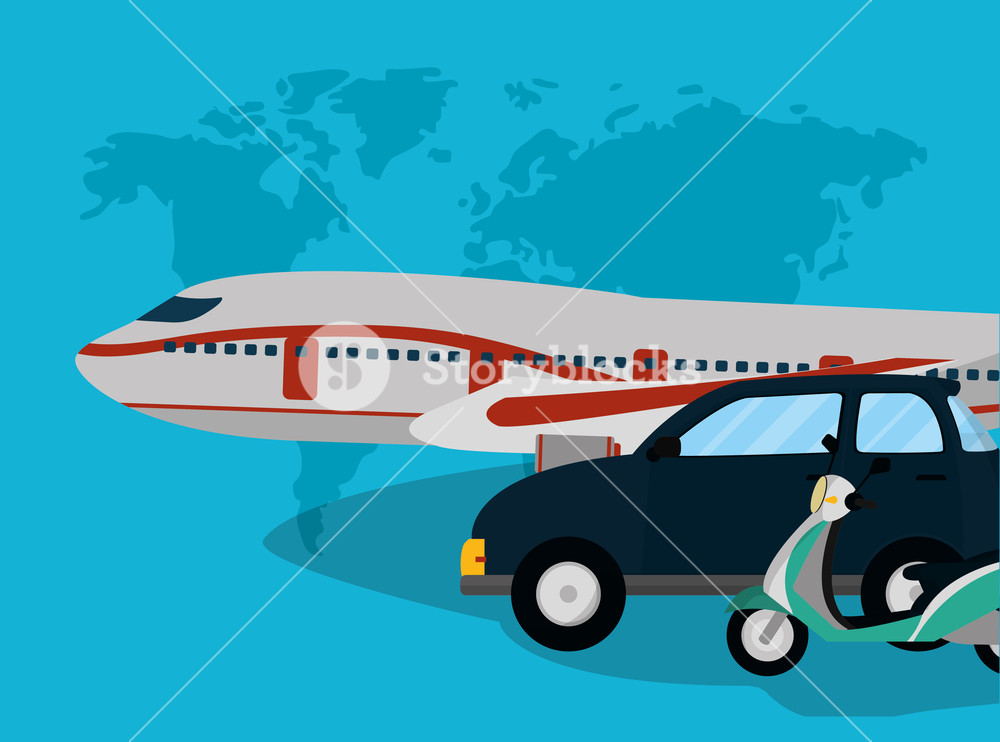 1000x742 Traveling And Transport World Map Cartoon Vector Illustration