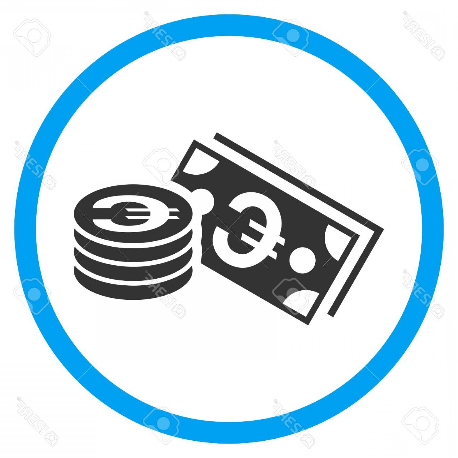 1560x1560 Photostock Vector Euro Cash Rounded Icon Vector Illustration Style